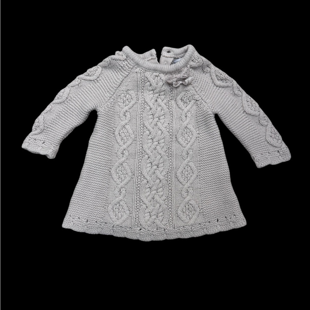 CUPCAKES AND CASHMERE Beige Cable Knit Long Sleeve A-Line Dress Sz0-3 k 37